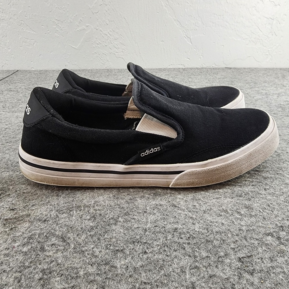 Adidas Court Rallye Slip On Black Canvas Skate Sneakers Mens Size 7 H04969